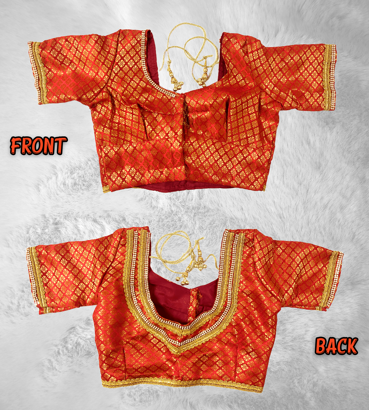 Silk Cotton Jacquard Blouse | Designer Readymade Blouse with Embroidery & Stone Work | Handmade Silk Cotton Jacquard Saree Blouse |