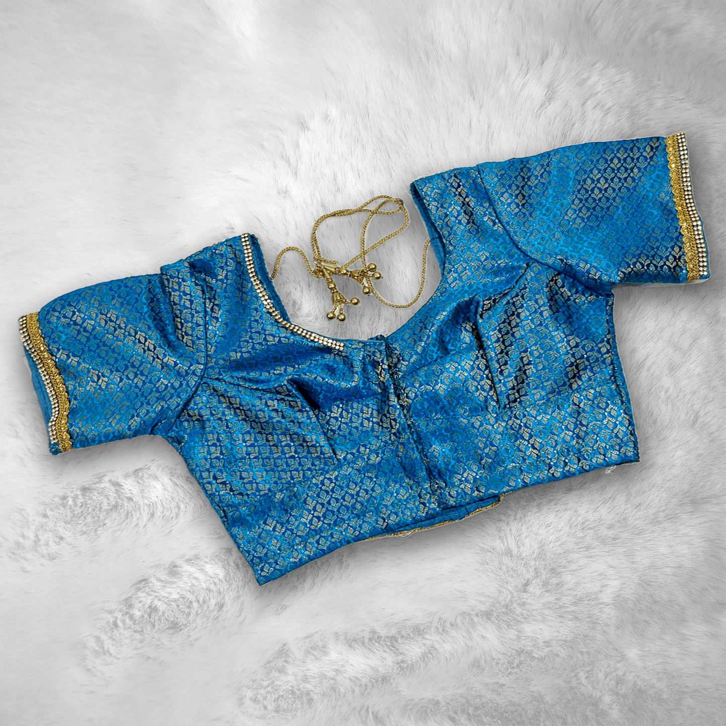 Silk Cotton Jacquard Blouse | Designer Readymade Blouse with Embroidery & Stone Work | Handmade Silk Cotton Jacquard Saree Blouse |