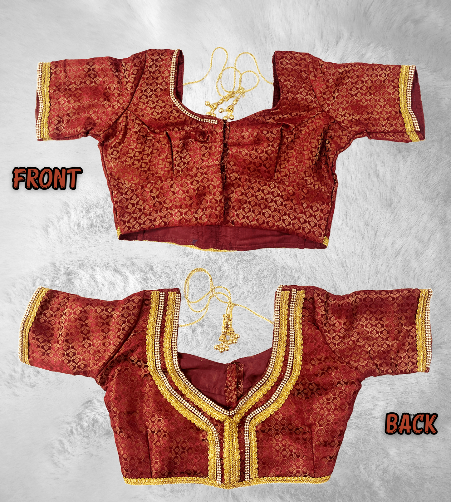 Silk Cotton Jacquard Blouse | Designer Readymade Blouse with Embroidery & Stone Work | Handmade Silk Cotton Jacquard Saree Blouse |