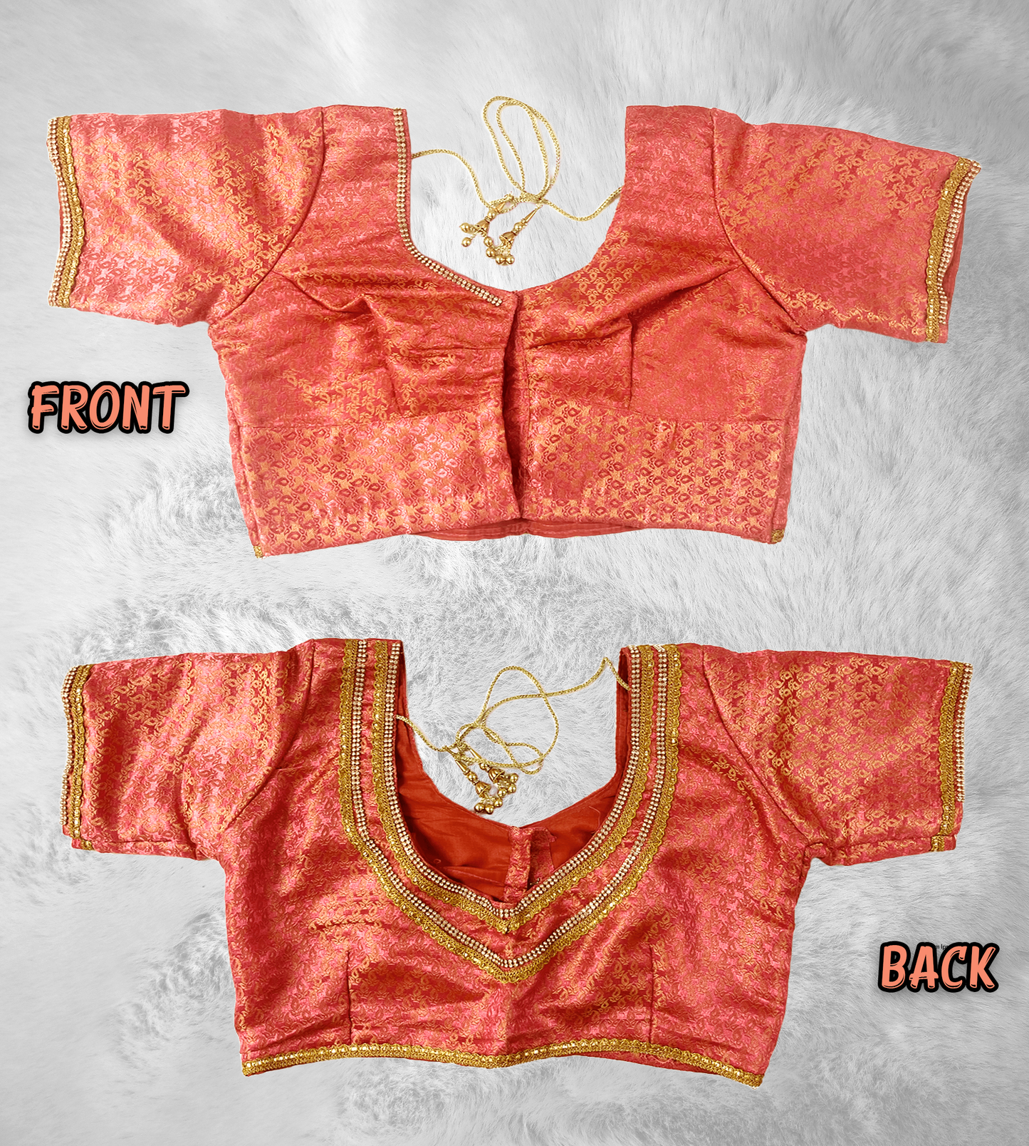 Silk Cotton Jacquard Blouse | Designer Readymade Blouse with Embroidery & Stone Work | Handmade Silk Cotton Jacquard Saree Blouse |