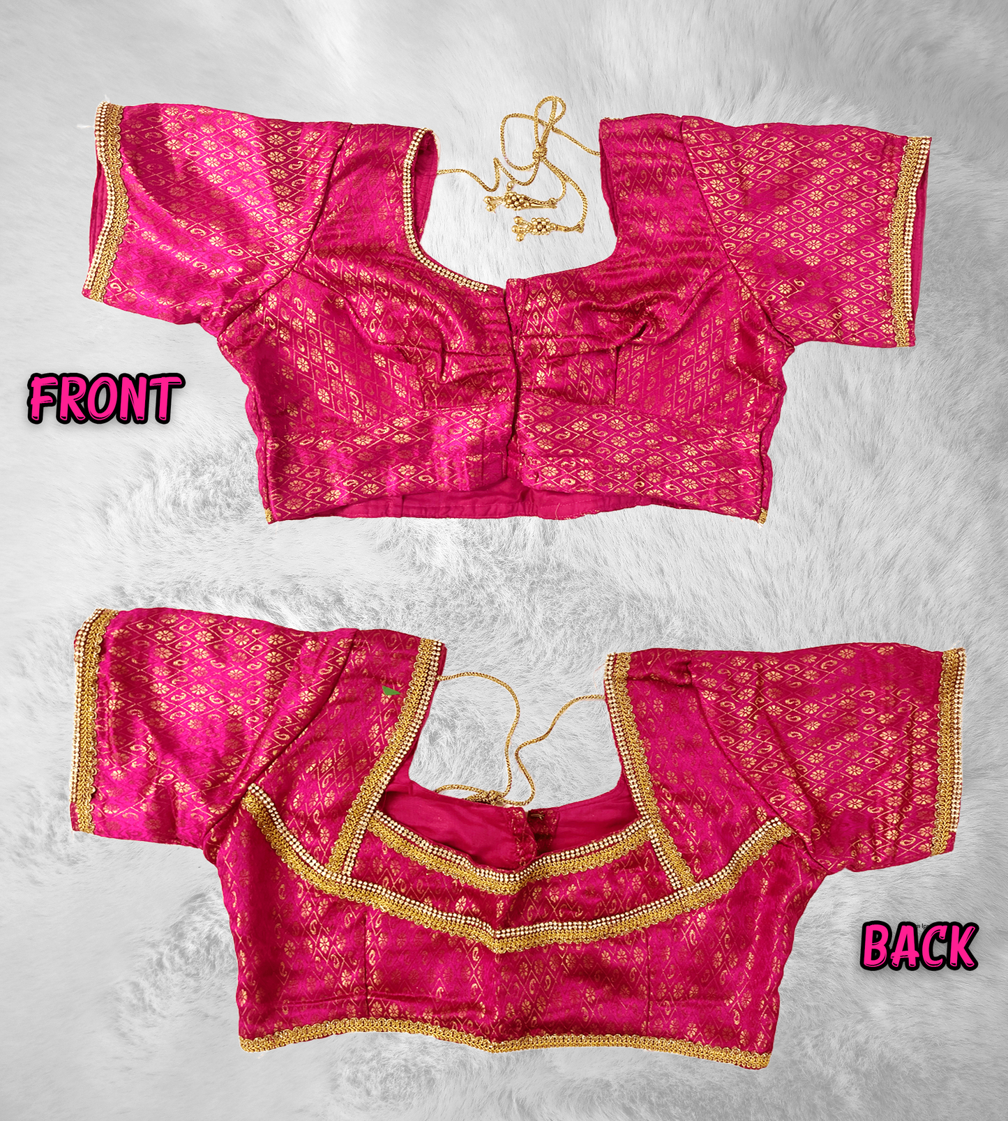 Silk Cotton Jacquard Blouse | Designer Readymade Blouse with Embroidery & Stone Work | Handmade Silk Cotton Jacquard Saree Blouse |